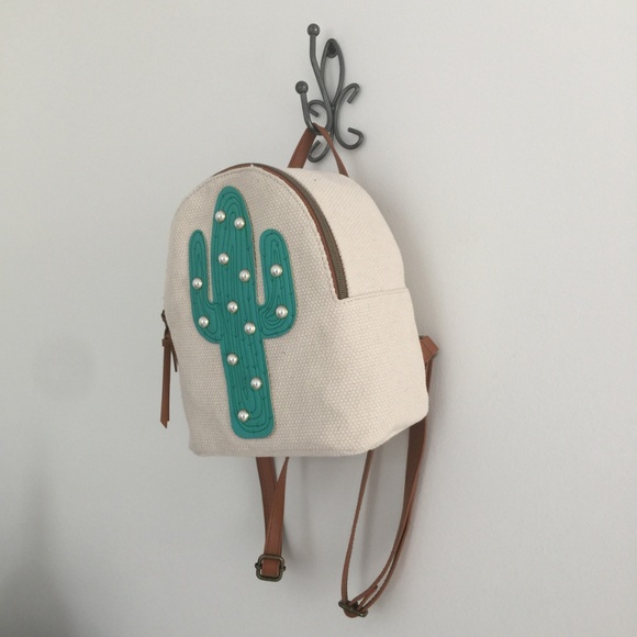 New T-Shirt & Jeans Canvas Back Pack with Cactus - Picture 3 of 5